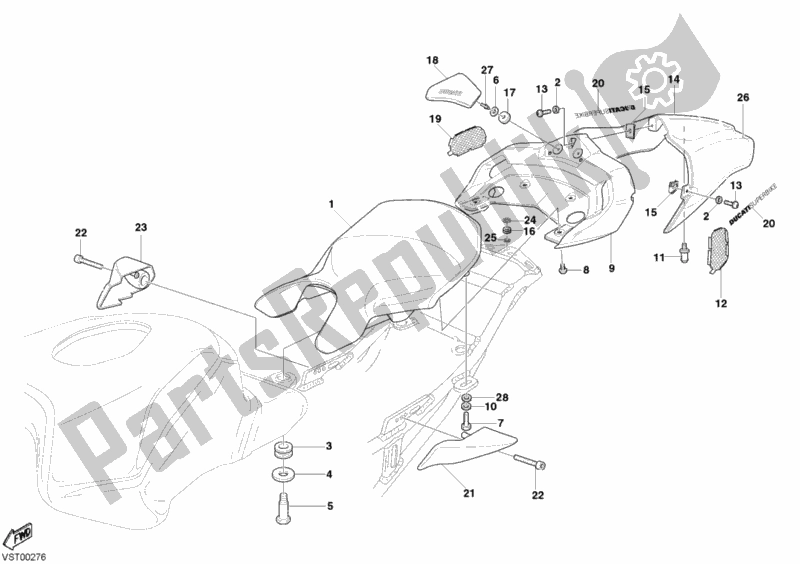 Wszystkie części do Siedzisko Monoposto Ducati Superbike 999 S USA 2005